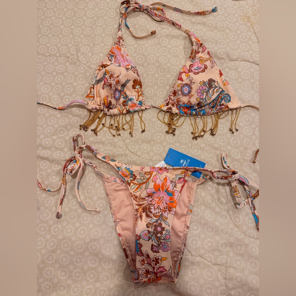 Cupshe floral beaded bikini